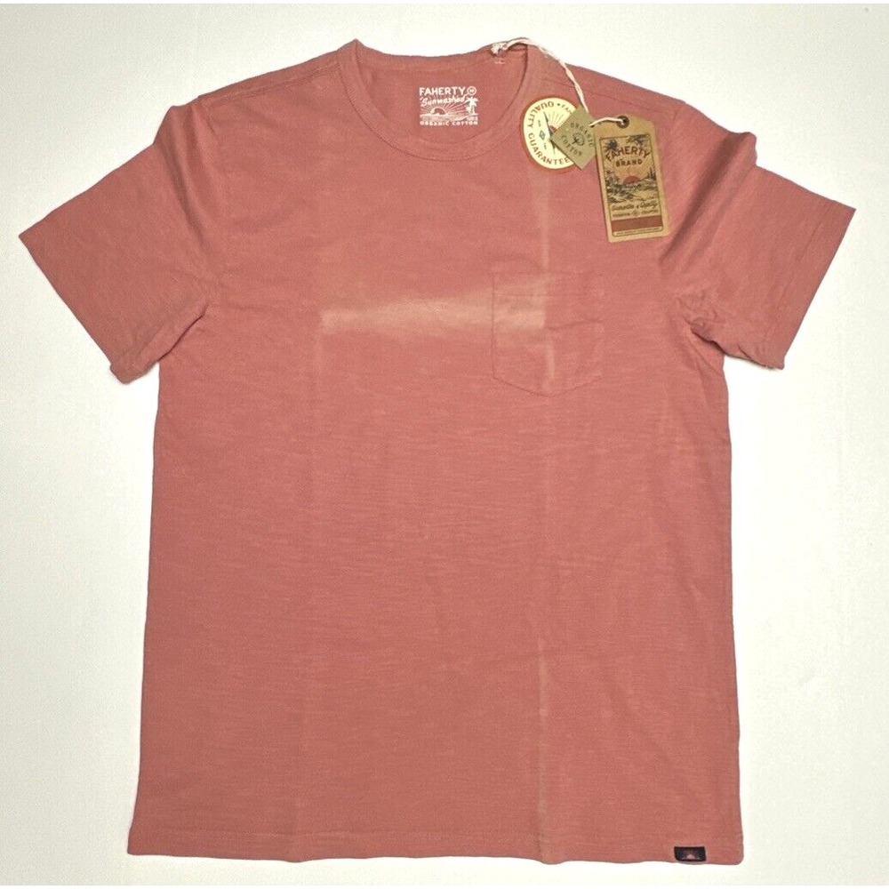 Faherty Shirt Mens M Peach Sunwashed Organic Cotton Short Sleeve Pullover Tee